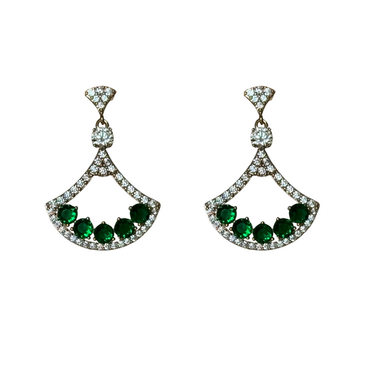 Emerald & Diamond Fan Earrings