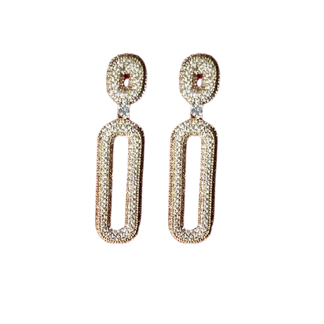 Gold Rectangular Drop Earrings