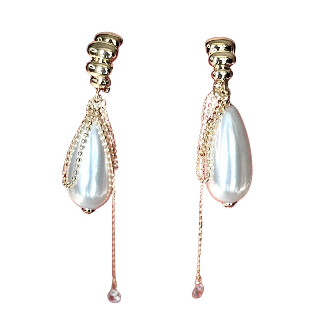 Gold & Pearl Drop Earrings