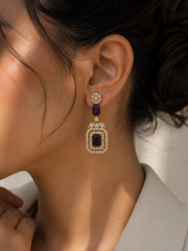 Amethyst Deco Drop Earrings