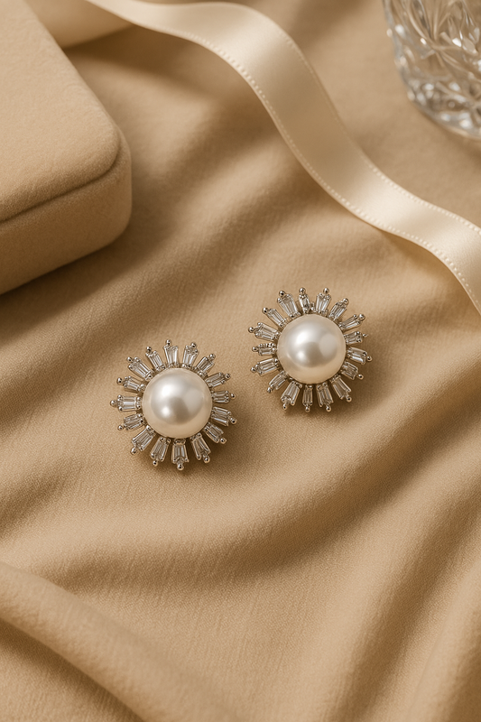 Radiantia Pearl Sunburst Earrings