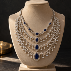 Neelara Sapphire Cascading Necklace & Earrings Set