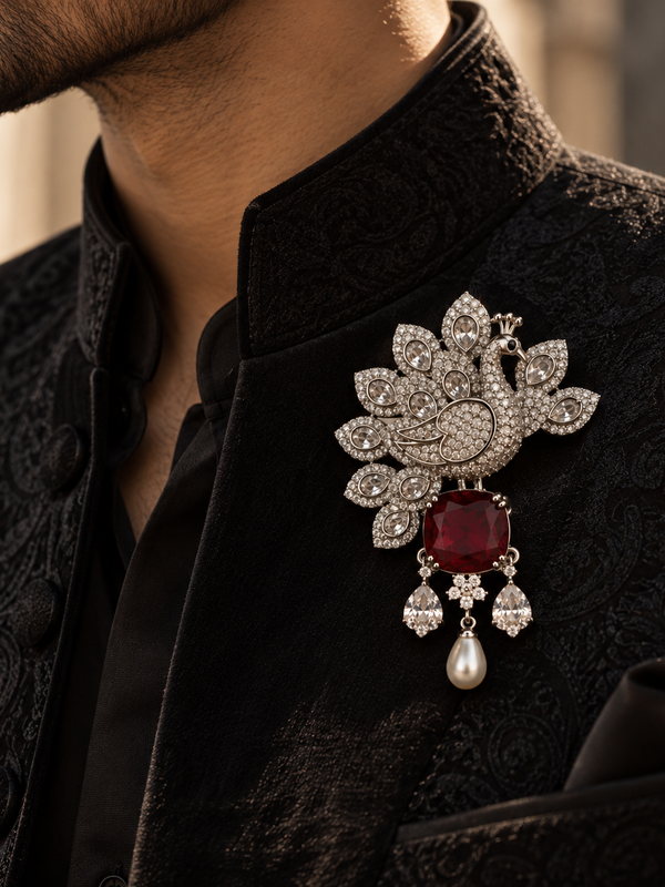 Rakta Mayura Brooch