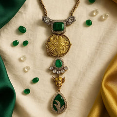 Emerald Nandi Heritage Necklace & Earrings Set