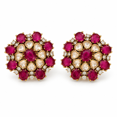 Mehr Ruby Kundan Stud Earrings