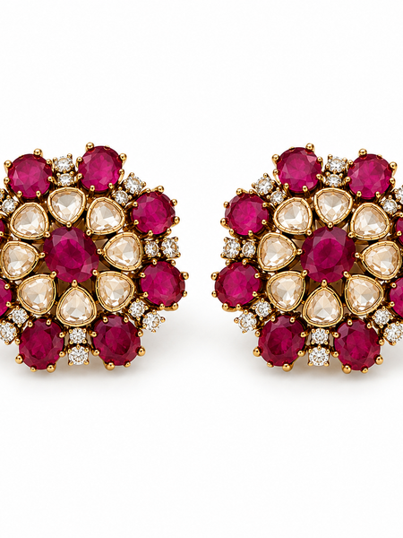 Mehr Ruby Kundan Stud Earrings