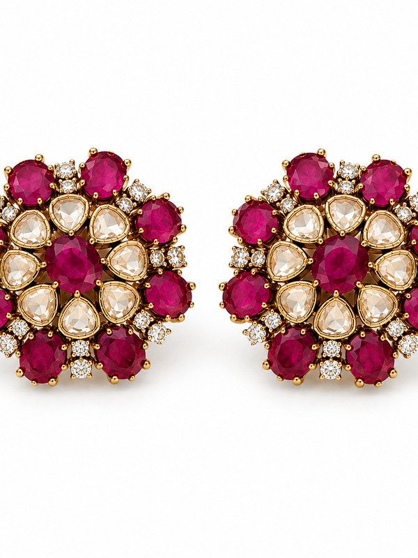 Mehr Ruby Kundan Stud Earrings