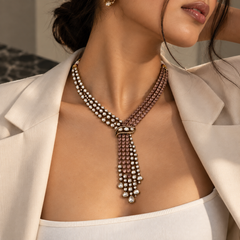 Roshanara Blush Polki Necklace & Earrings Set