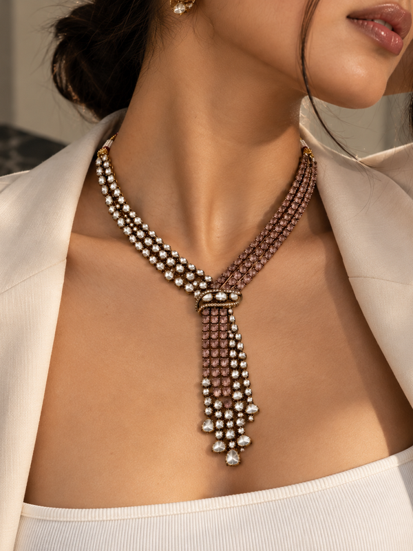 Roshanara Blush Polki Necklace & Earrings Set