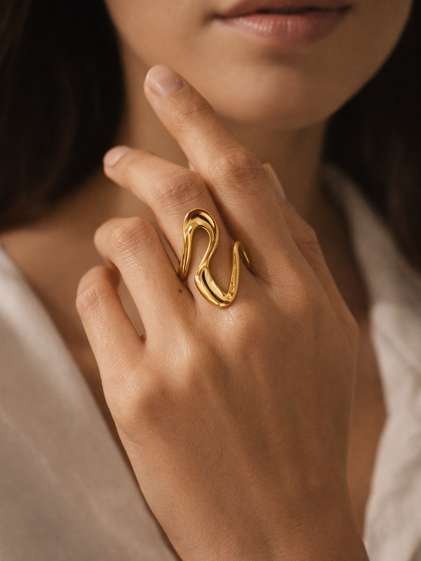 Serena Flow Gold-Plated Statement Ring