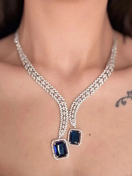 Midnight Sapphire Diamond Necklace Set