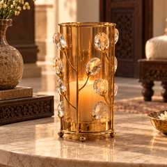 Crystal Vine Gold Hurricane Candle Holder