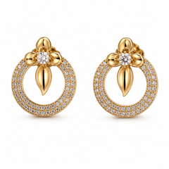 Fleur Pavé Circle Stud Earrings