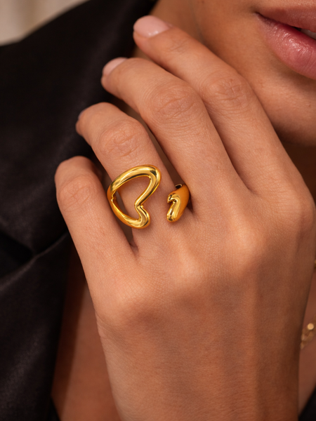 Luna Heart Open Gold-Plated Ring
