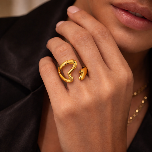 Luna Heart Open Gold-Plated Ring