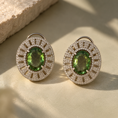 Elara Olive Halo Studs