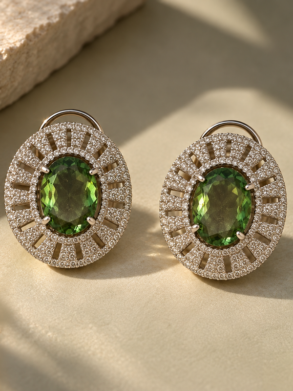 Elara Olive Halo Studs