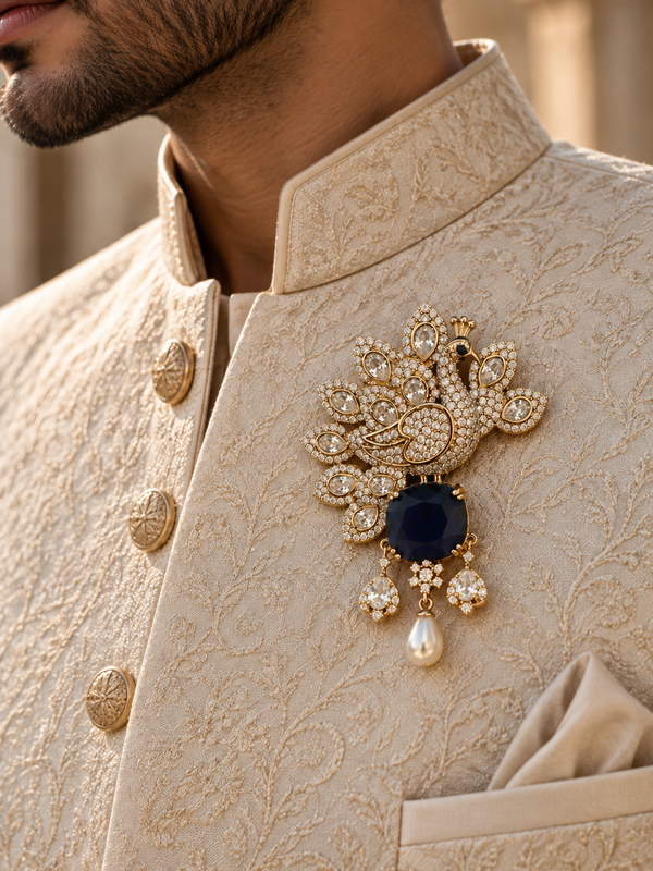 Neel Mayura Brooch