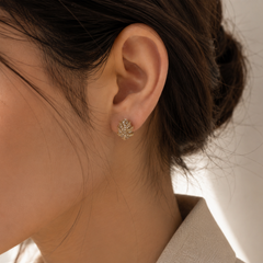 Pavé Leaf Stud Earrings