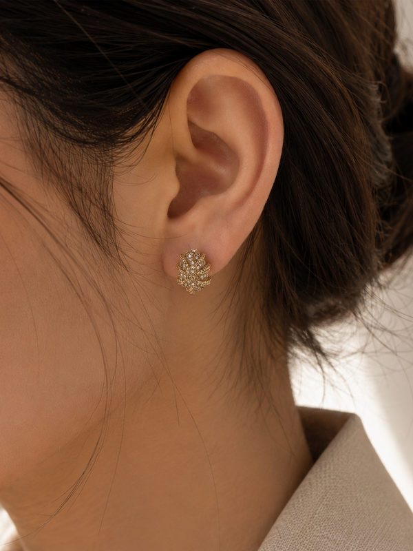 Pavé Leaf Stud Earrings