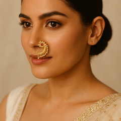 Traditional Maharashtrian Pearl & Kundan Nath