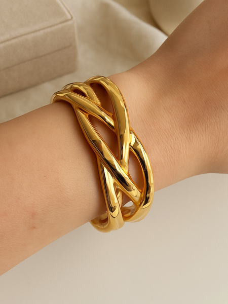 Twisted Elegance Gold-Plated Cuff Bracelet