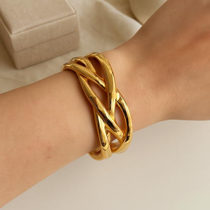 Twisted Elegance Gold-Plated Cuff Bracelet
