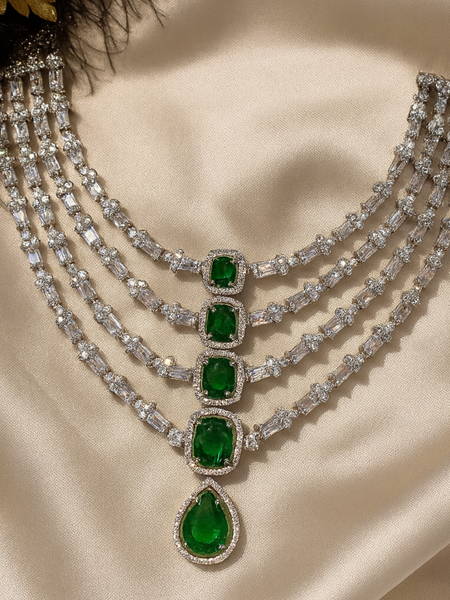 Emerald Cascade Diamond Necklace Set
