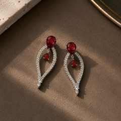 Crimson Halo Statement Earrings