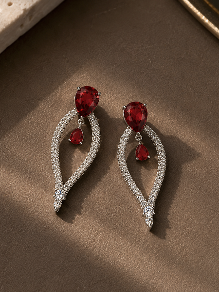 Crimson Halo Statement Earrings