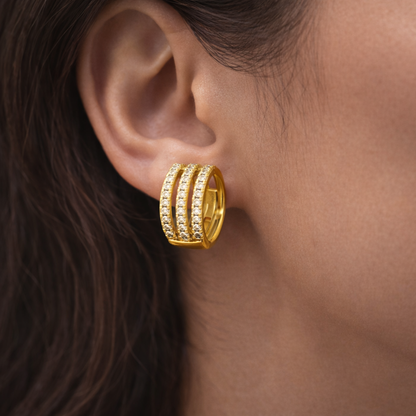 Celestia Triple Row Crystal Hoop Earrings