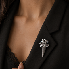 Midnight Pearl Cascade Brooch