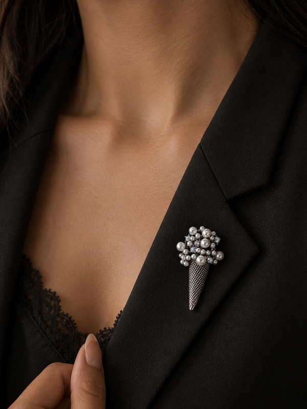 Midnight Pearl Cascade Brooch