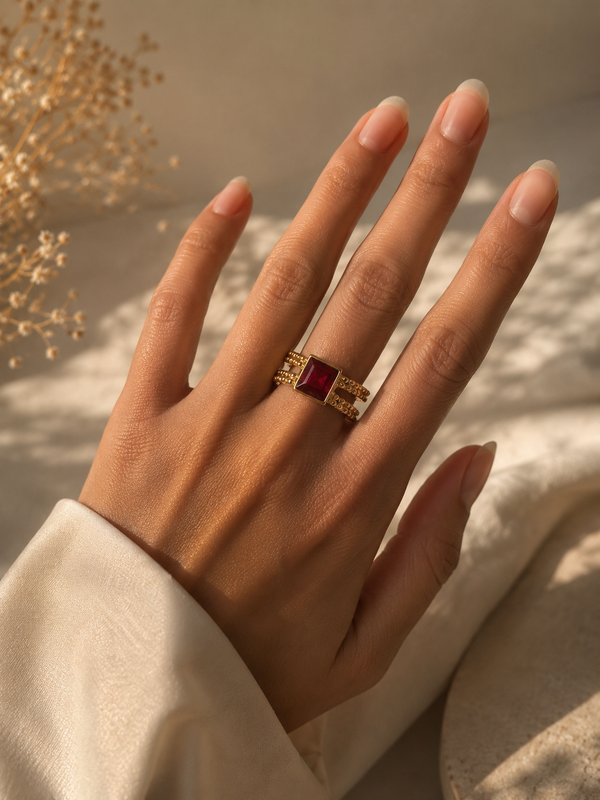 Riva Ruby Geometric Ring