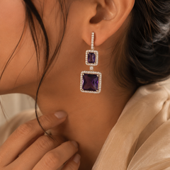 Amara Amethyst Geometric Drop Earrings
