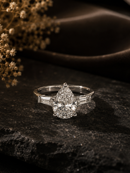Aurora Pear Solitaire Ring
