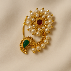 Maharashtrian Nath with Pearl, Ruby & Emerald