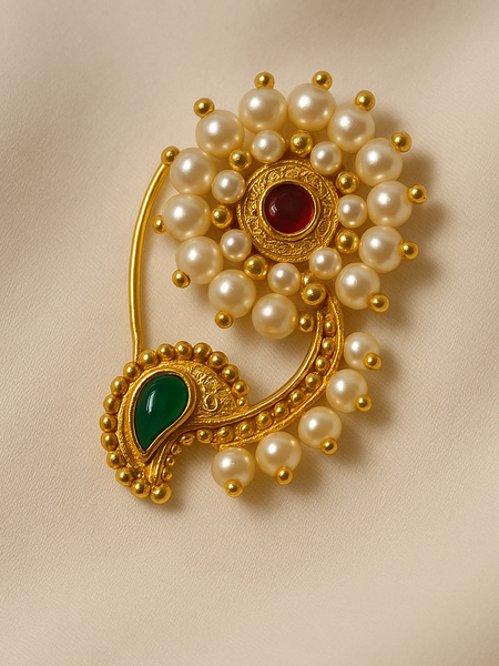 Maharashtrian Nath with Pearl, Ruby & Emerald