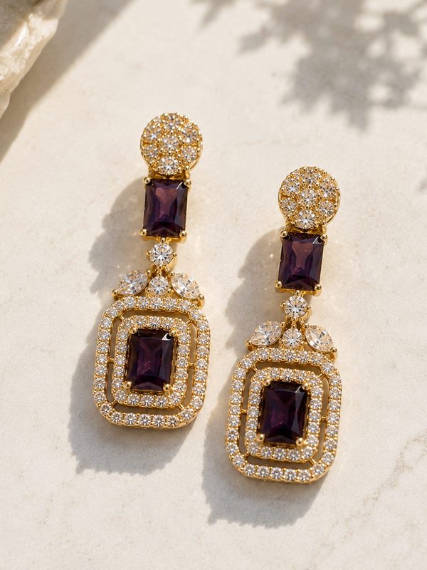 Amethyst Deco Drop Earrings