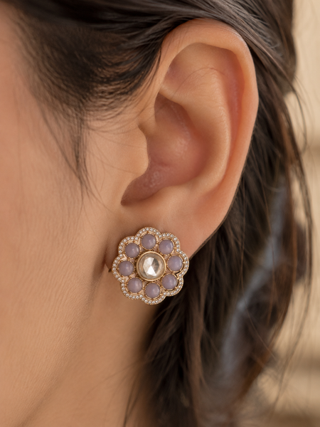 Noor Lavender Floral Studs
