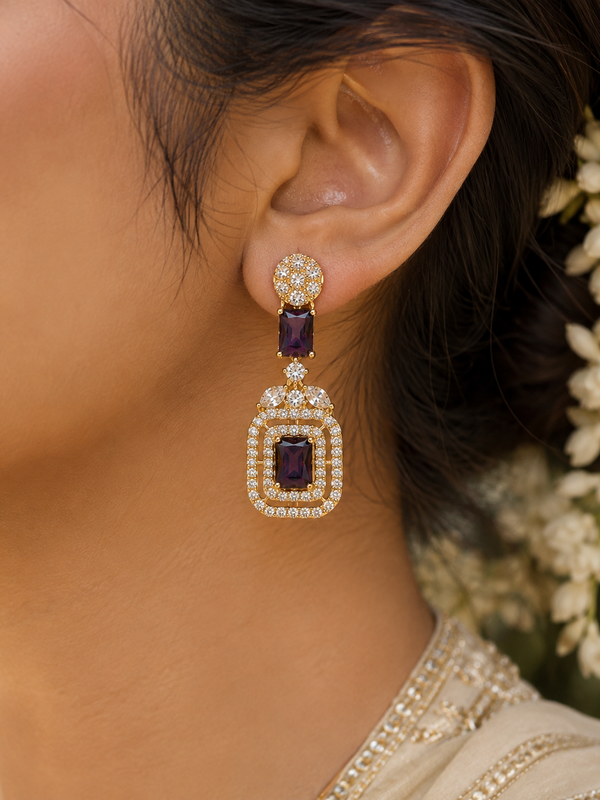 Amethyst Deco Drop Earrings