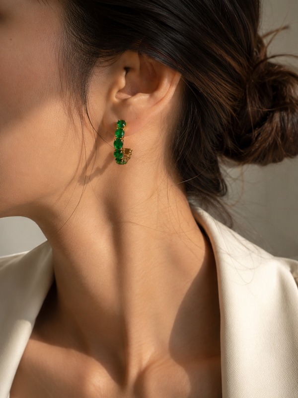 Verde Luxe Emerald Huggie Earrings