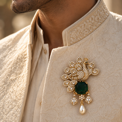 Mayura Emerald Brooch