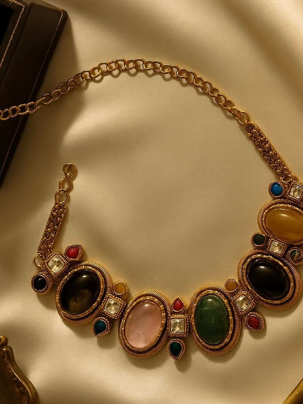 Polki Multistone Necklace Set