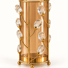 Crystal Vine Gold Hurricane Candle Holder