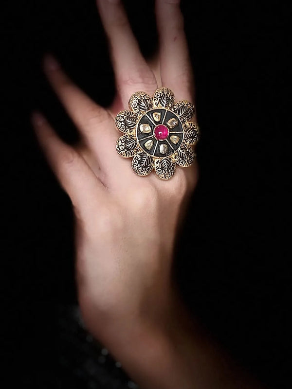 Rani Kalika Meenakari Ring