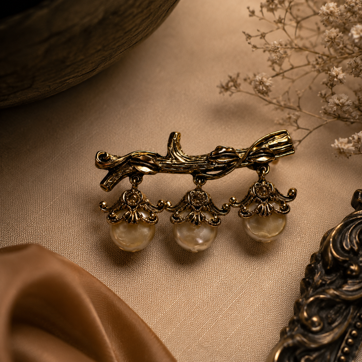 Elysian Pearl Vine Brooch