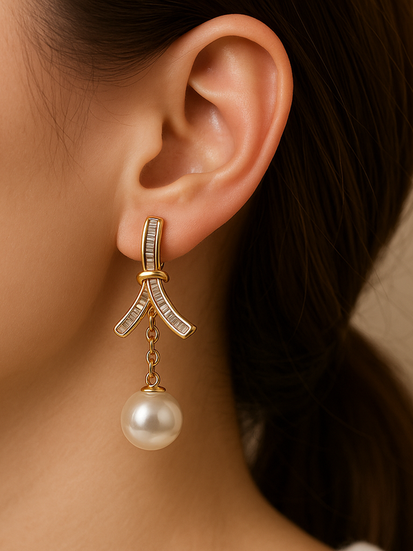 Golden Pearl Nova Drop Earrings