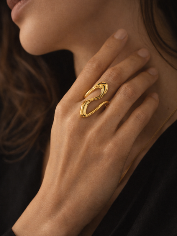 Serena Flow Gold-Plated Statement Ring