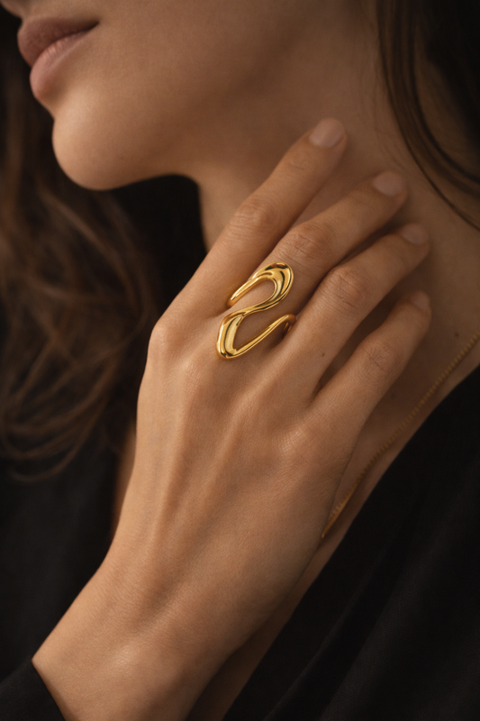 Serena Flow Gold-Plated Statement Ring